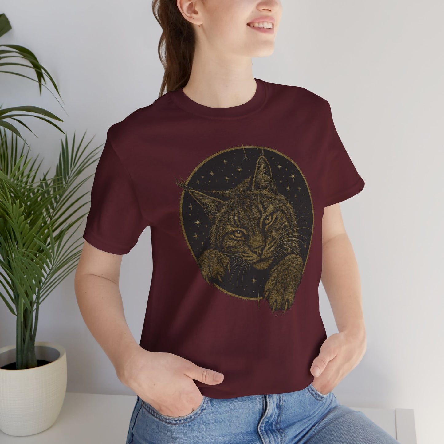 "Frisky Celestial Bobcat" Tee (Texas State Maroon & Brassy Gold Edition)