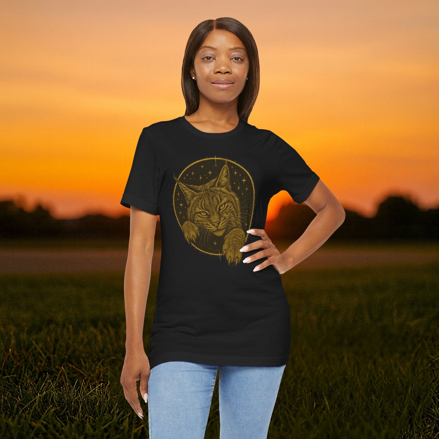 "Frisky Celestial Bobcat" Tee (Punchy Gold Edition)