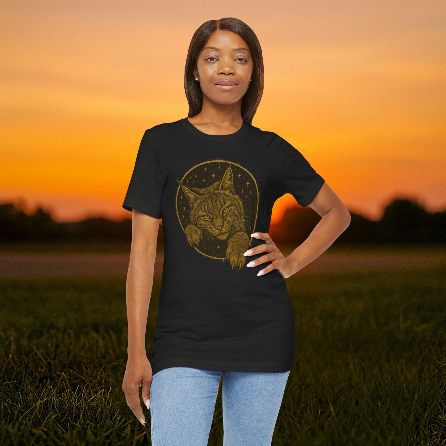 "Frisky Celestial Bobcat" Tee (Punchy Gold Edition)