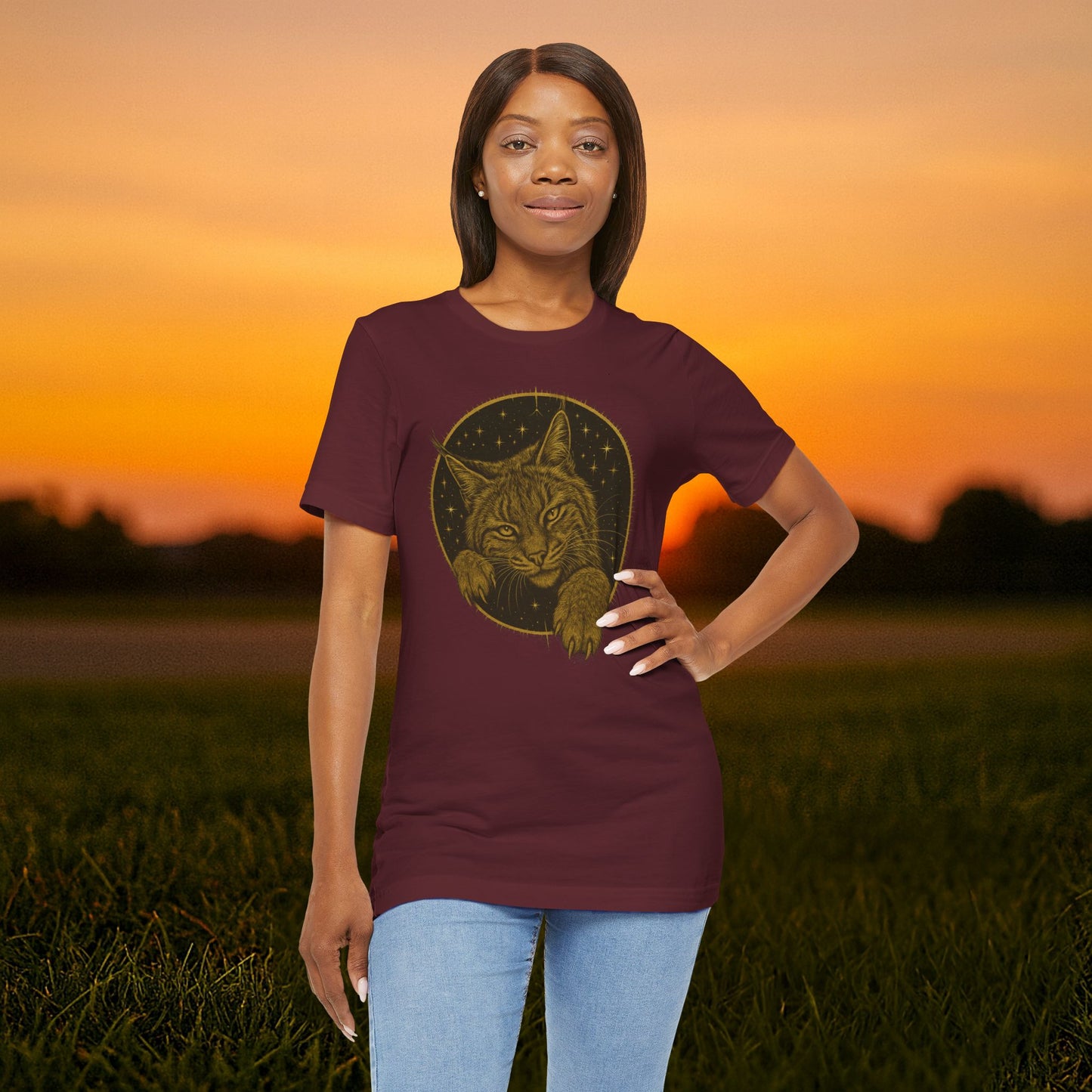 "Frisky Celestial Bobcat" Tee (Punchy Gold Edition)