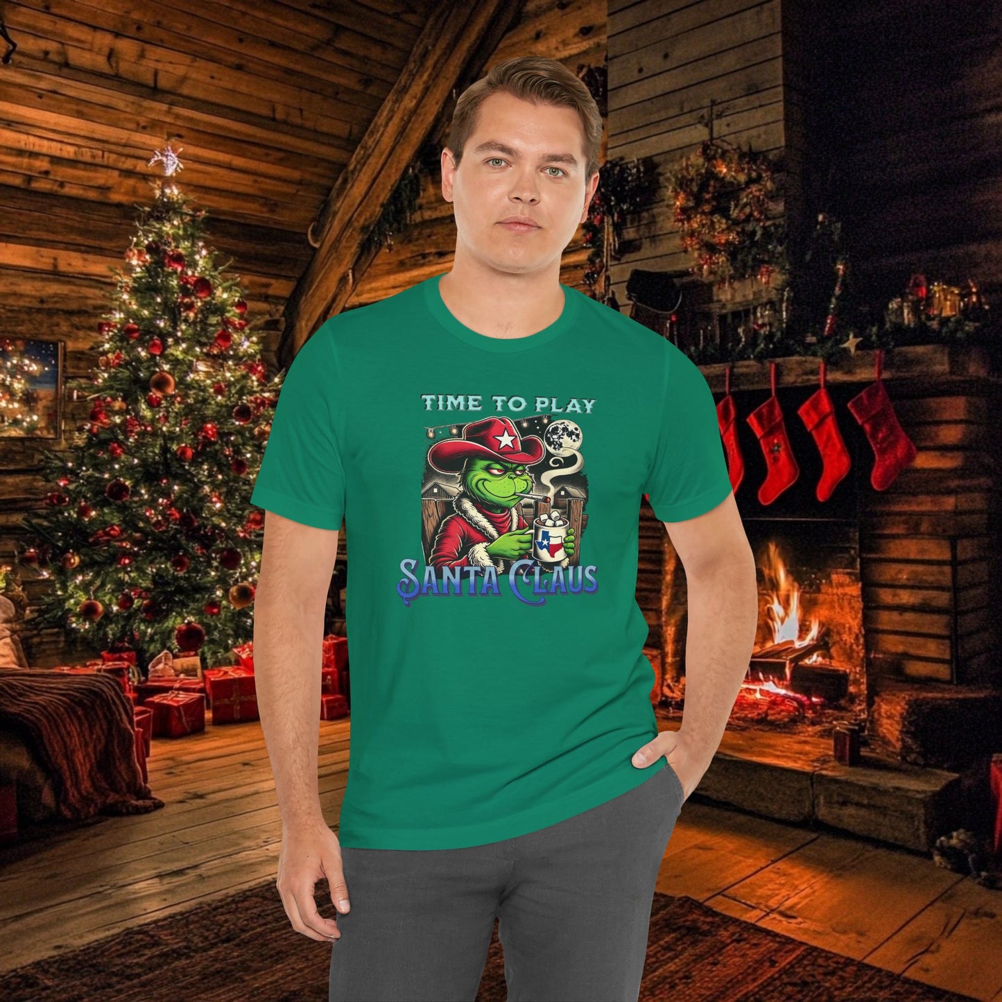 “Time to Play Santa Claus” Grinch-inspired Christmas Tee