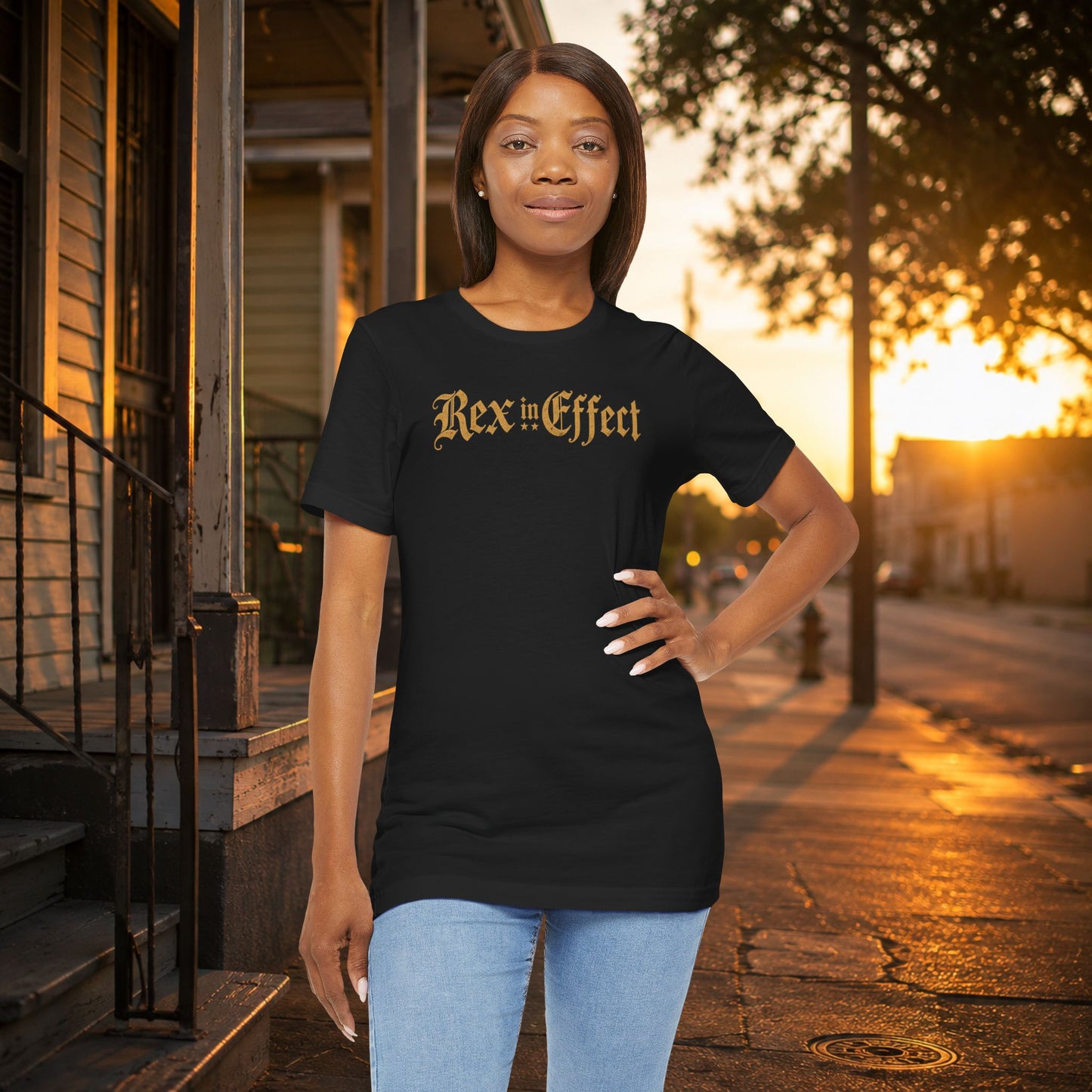 Rex in Effect | Gold Gothic Logo Tee