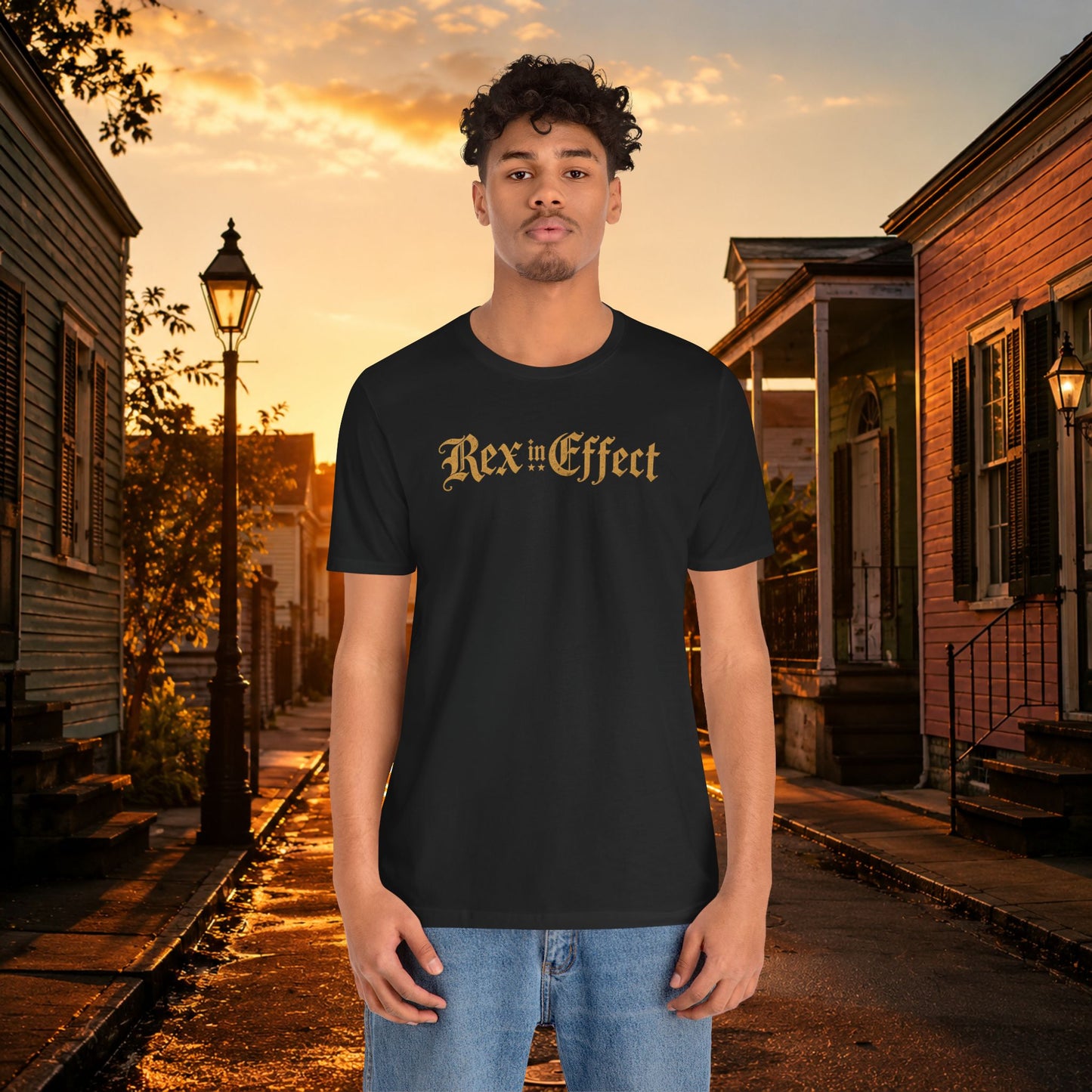 Rex in Effect | Gold Gothic Logo Tee