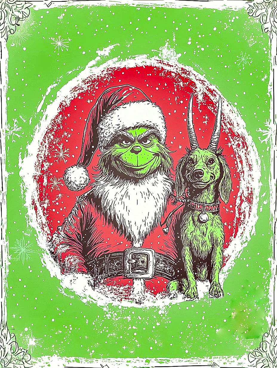 Grinchy Texas Christmas Cards, Multi-Design (5-Pack)